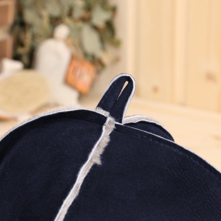 Bath cap of "premium" sheepskin, blue-1