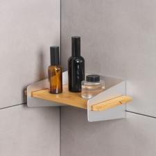 Wall -mounted shelf, 31 × 17.5 × 12 cm, aluminum, bamboo