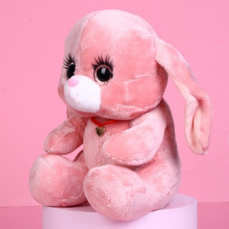 Soft toy "Bunny La Pu-la", pink color, 20 cm-3
