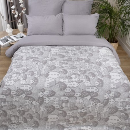 Fleet blanket "houses", size 150x200 cm, color gray color