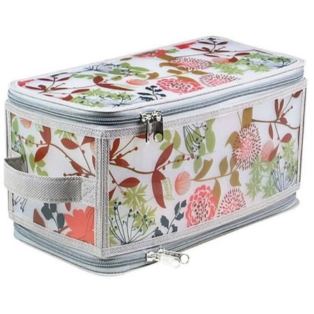 Folding box on the zipper "Summer", 30x15x15 cm, gray with flowers