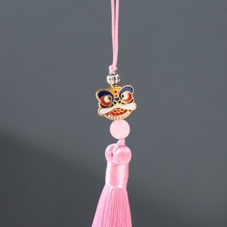 Textile suspension, metal "Chinese lion" pink 1x1.2x10 cm-1