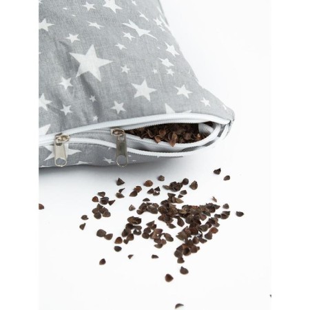 Pillow orthopedic roller with buckwheat luster, size 20x50 cm, stars, color gray-8