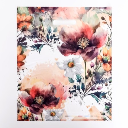 Packet "meadow flowers", plastic with a cut pen, 36x43 cm, 35 μm