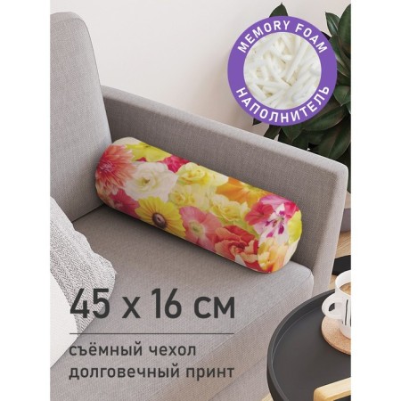 Pillow Roller "Collection of flowers, decorative, size 16x45 cm