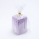 Candle "Square" in the candlestick of gypsum, 5x8cm, marble with purple strips