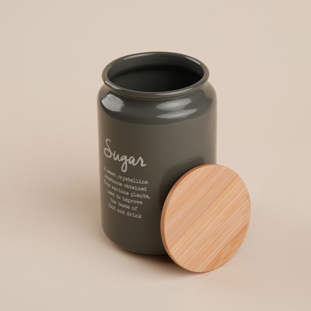Sugar Bank SL Home, 9.5 × 14 cm, gray color, with a bamboo lid-4