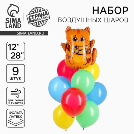 A set of balloons “Kitik-wizard”, foil, latex, 9 pcs.