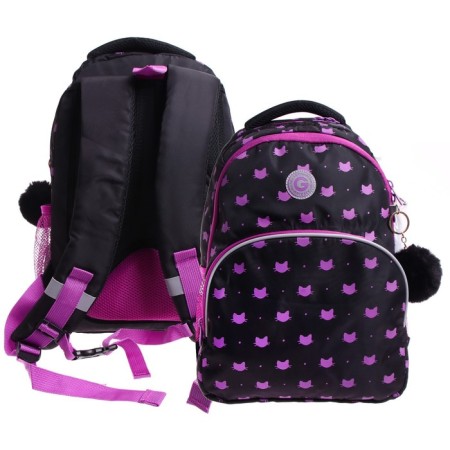 School backpack, 40 x 27 x 20 cm, Grizzly 360, ergonomic back, laptop compartment, black/lilac RG-360-5_3
