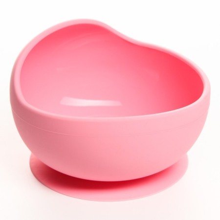 Baby plate on a suction cup, silicone, pink color-3