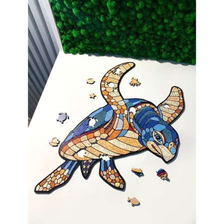 Wooden, curly puzzle Ewa sea turtle-4