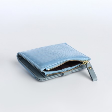 Women's wallet on the button, blue color-3