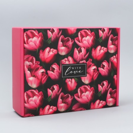 Gift folding box, packaging, “tulips”, 27 x 21 x 9 cm-2