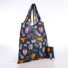 Household bag without fastening, black color/multi -colored
