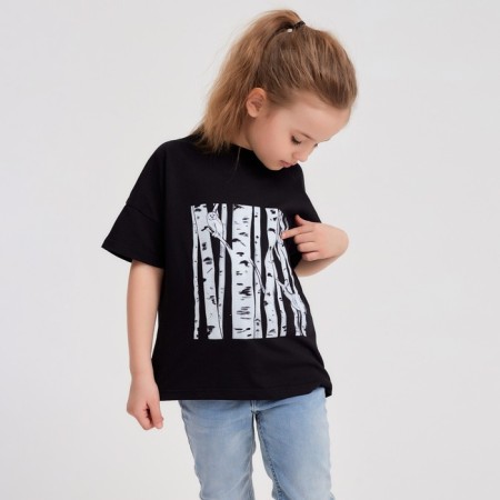 T -shirt Children's minku "Birch", Black color, height 116-5