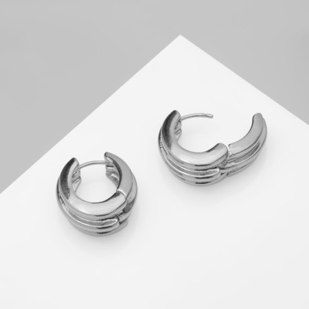 Earrings Metal "Accord" Circle of strip, color silver-1