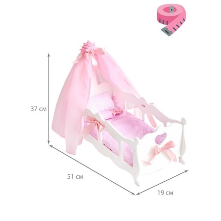 Coted for dolls with bed linen and a canopy, the collection "Diamond Princess" White-3