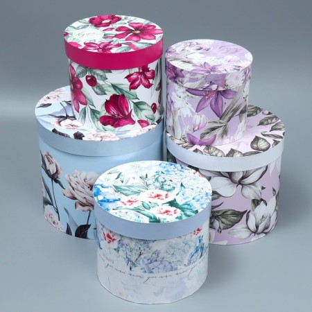 A set of hats 5 in 1, gift packaging, Flower Garden, 13 x 14 - 19.5 x 22 cm-1