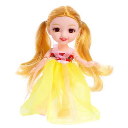 Hinge doll "wife" in a dress, yellow color