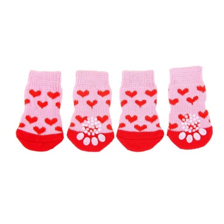 Nosks non -slip "hearts", size S (2.5/3.5 * 6 cm), set 4 pcs, pink-1