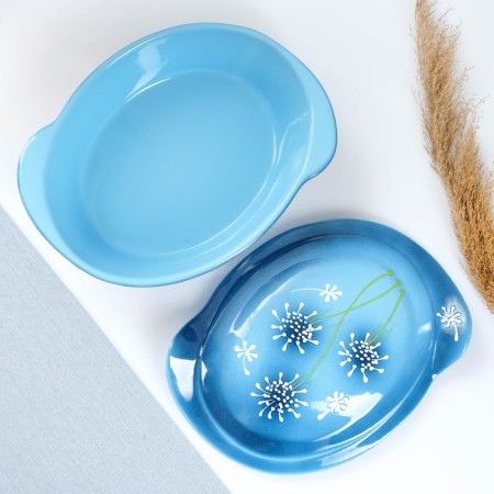 Baking capacity "Oval meal with a lid" 2.2l / 30x22x11.5cm, milk thistle-2