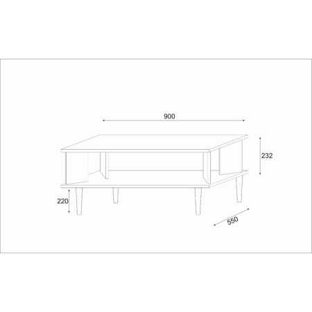 Table Journal Pandora, 900x550x450, white/oak craft gold-2