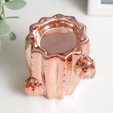Ceramics candlestick per 1 Cactus candle D-4 cm gold 7.5x7.5x6.8 cm-5
