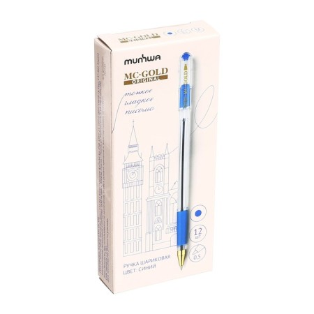 Ballic handle munhwa mc gold, node 0.5 mm, blue ink, barcode on the handle-1