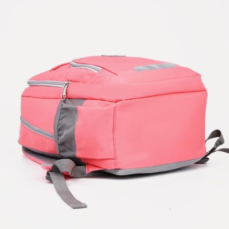 School backpack of textiles on a zipper, 4 pockets, Fulldorn, pink color-4