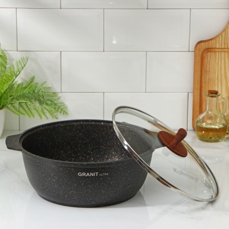 Granit Ultra Original, 4 l, glass cover, anti-stick coating, black color, black-1