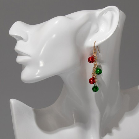Earrings "Bubens", red-green color in gold-2