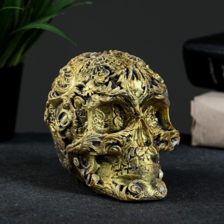 Figure "Skull colored" aged gold 10x12x8cm