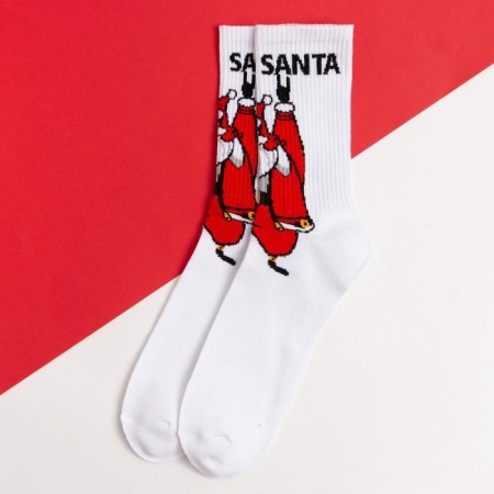 New Year's socks KAFTAN "Happy Santa" size 41-44 (27-29 cm), white-1