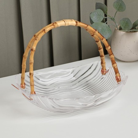 Glass Serving "Cest", 22.5 × 17 cm, bamboo pen,