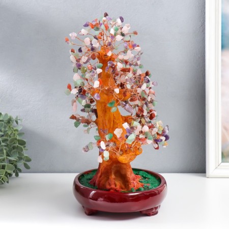 Bonsai souvenir "Cash tree with multi -colored pebbles" 450 stones 32x17x27 cm-1