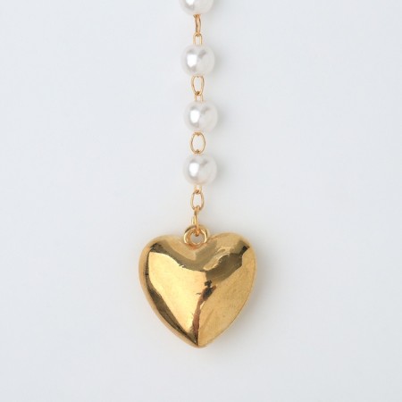 Piece with pearls "heart" mini, color gold, 40cm-3