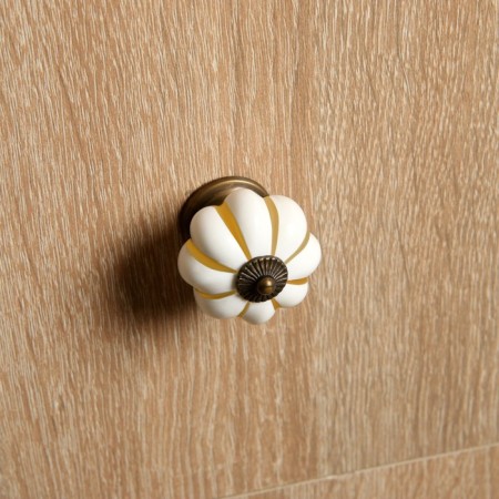 Handle button tundra RK117 (001), d = 39, plastic, white with gold-3