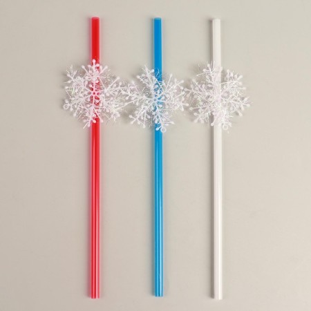 Pipe for cocktail "Snowflakes", set, 6 pcs., Mix color-3