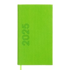 The weekly dated 2025, 85x145 mm, 64 sheets of Escalada, a solid cover made of artificial leather, pancake embossing, block 70 g/m², green