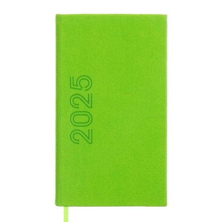 The weekly dated 2025, 85x145 mm, 64 sheets of Escalada, a solid cover made of artificial leather, pancake embossing, block 70 g/m², green