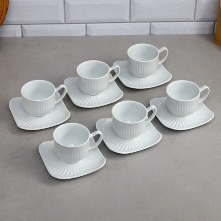 Tea service Laren, 12 items, 6 cups 200 ml, porcelain, Iran-1