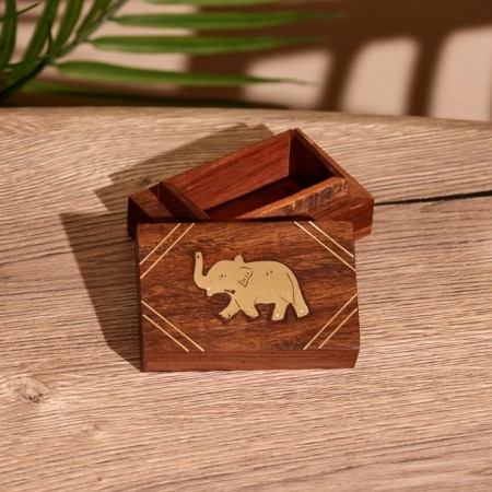Casket "Elephant" 7.5x5x3.3 cm, tree shisham-1