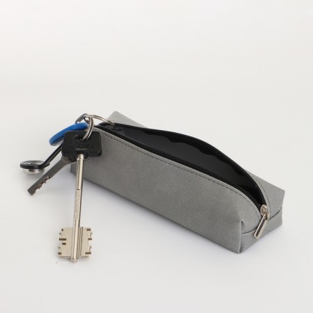 Key of zipper, length 16 cm, ring, carbine, gray color-3