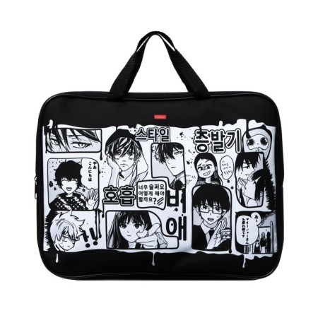 Folder with handles Textile A4, 350 x 260 x 40 mm, Hatber "comic book anime" Black/white NSN_60262