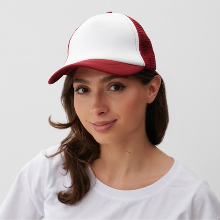 Baseball cap with minaku grid, burgundy color, size 56-58