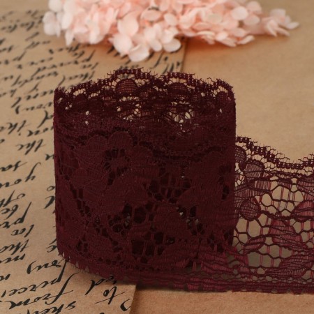 Capricon lace, 60 mm × 10 ± 1 m, burgundy color-2
