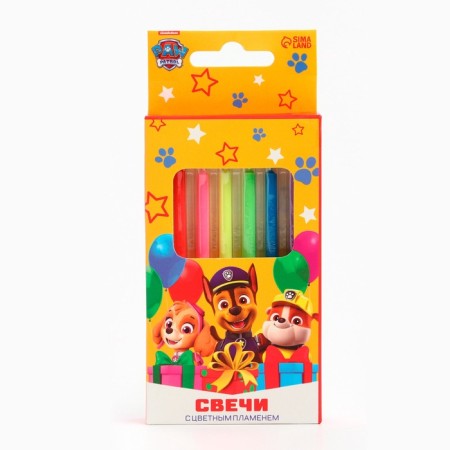A set of candles in a cake 6 pieces, with a colored flame, a puppy patrol-3