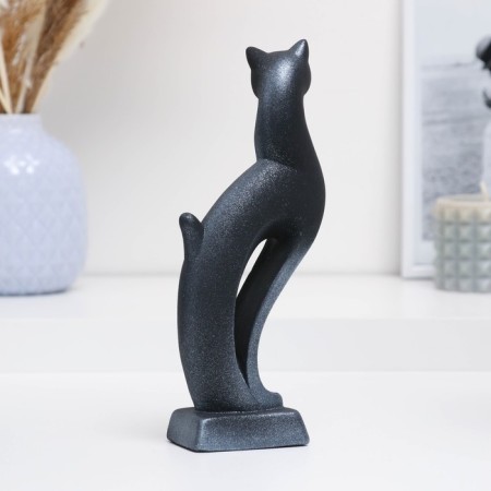Figure "Cat Lynx" Black with silver 7x5x21cm-2