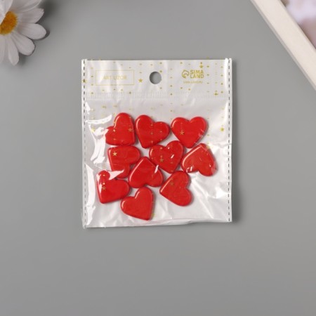 Acrylic beads for the work of “Glad -shaped hearts” red 2.4x2x0.5 cm-2
