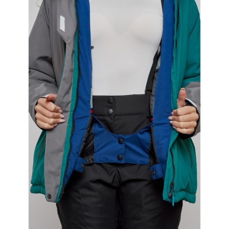 Ski jacket women's winter, size 52, dark green color-7